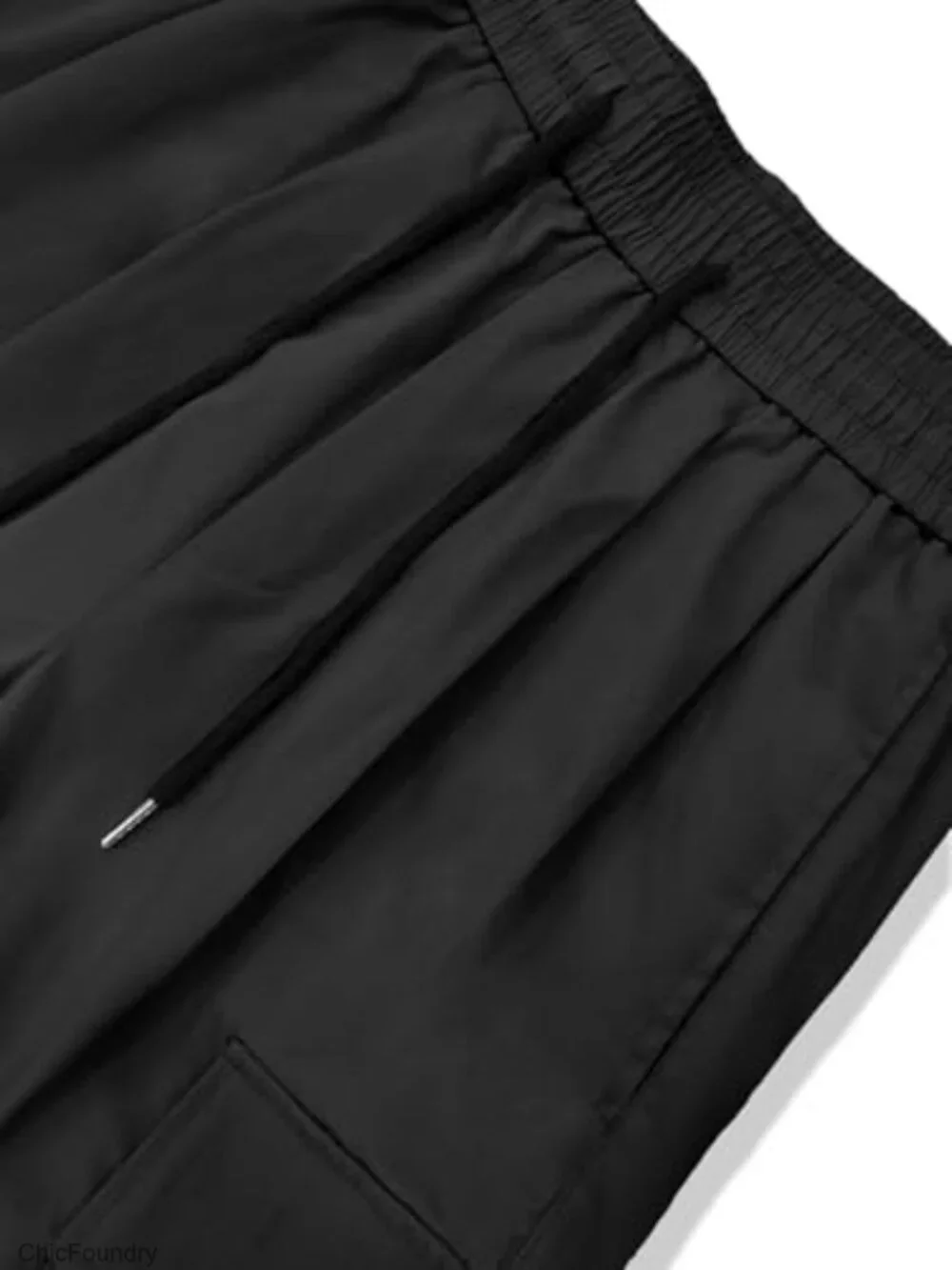 Baggy Cargo Pants Drawstring Loose Fit Hip Hop Pants Flap Pockets Trousers
